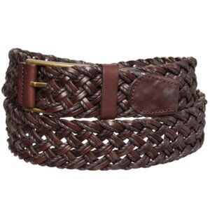 Will Leather Goods Braided Belt Metal Buckle Real Leather Woven Men's 42 NWT